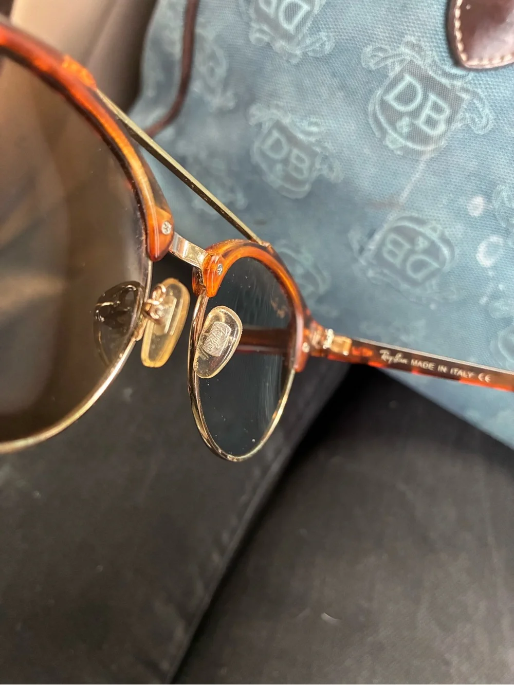 RAY-BAN Clubround Double Bridge Tortoise & Gold Sunglasses - Picture 8 of 10